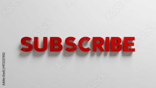 Subscribe word 3d red lettering on plain white background