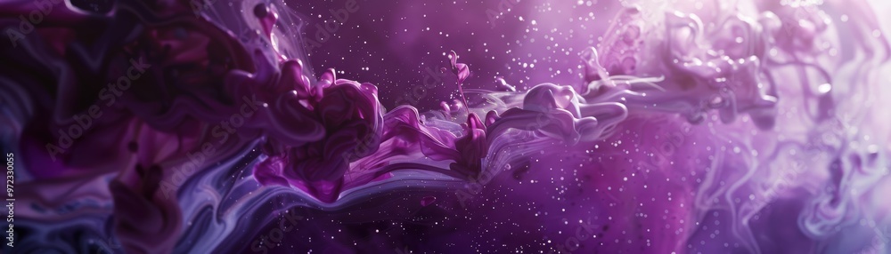 Fototapeta premium Vibrant abstract art featuring swirling purple and violet colors, evoking a sense of mystery and cosmic beauty.