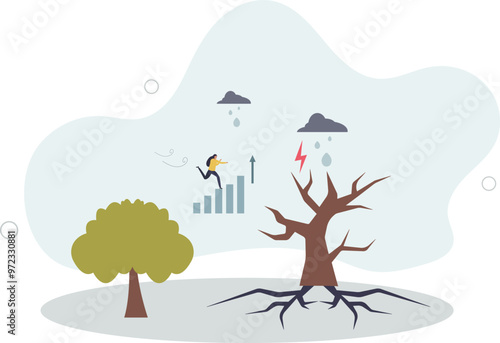 Steady growth to reach top in adverse times with challenges.flat design with people.