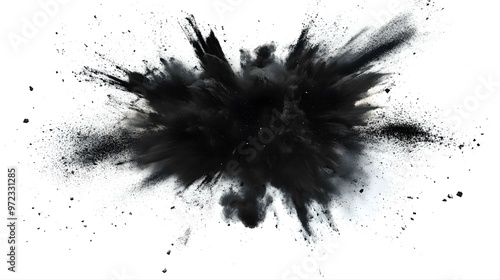 Black Powder Explosion on White Background