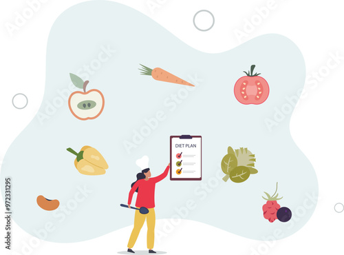 Diet plan, management program for detoxification and weight loss.flat design with people.