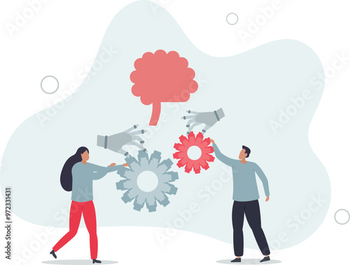 AI and automation revolution with artificial intelligence .Modern technology for smart digitization and automatic production process.flat design with people.