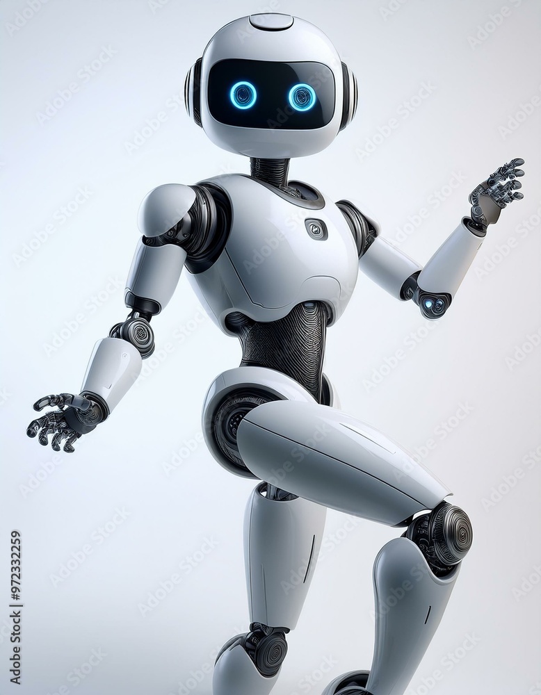 chatbot dancing cinematic animation from closeup to wide screen and white background. A.i. Robot in movement chatbot dancing cinematic animation from closeup to wide screen and white background. A.i. Robot in movement