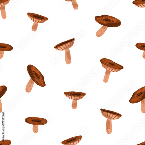 Seamless mushroom pattern. Endless autumn background, texture. Repeating fall print, forest fungi for wrapping, textile, wallpaper, fabric design. Printable flat vector illustration for decoration