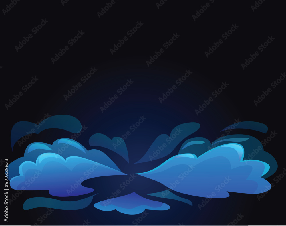 Blue smoke cloud is swirling on dark background, abstract design Blue smoke cloud is swirling on dark background, abstract design