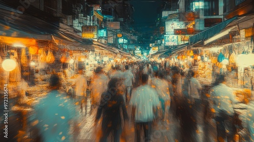 Heatmap of a crowded marketplace, with warm colors indicating the busiest stalls and cooler tones in the less frequented sections. 4K hyperrealistic photo. photo