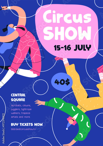 Circus show, poster design. Carnival, festival event, advertising inviting ca...