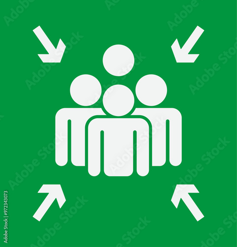sign assembly point green icon vector