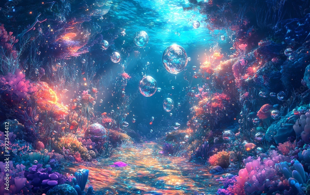 Obraz premium Surreal underwater realm viewed at a tilted angle