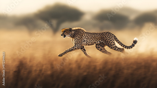 A swift cheetah sprinting