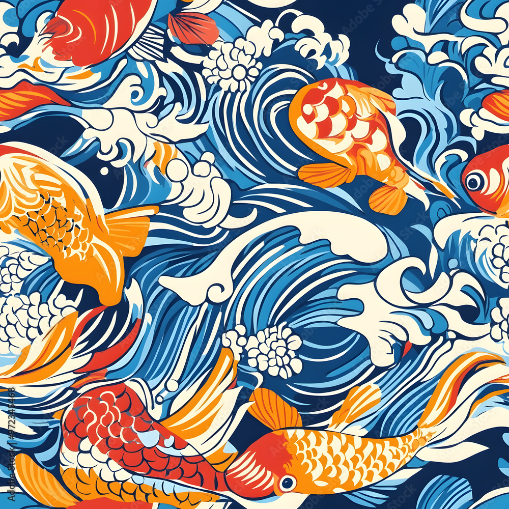 Japanese-style 2D illustrator doodle patterns for floor tiles and wallpaper Japanese-style 2D illustrator doodle patterns for floor tiles and wallpaper