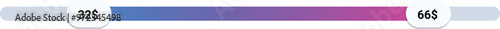 Price range slider is showing minimum and maximum cost with a gradient from blue to purple