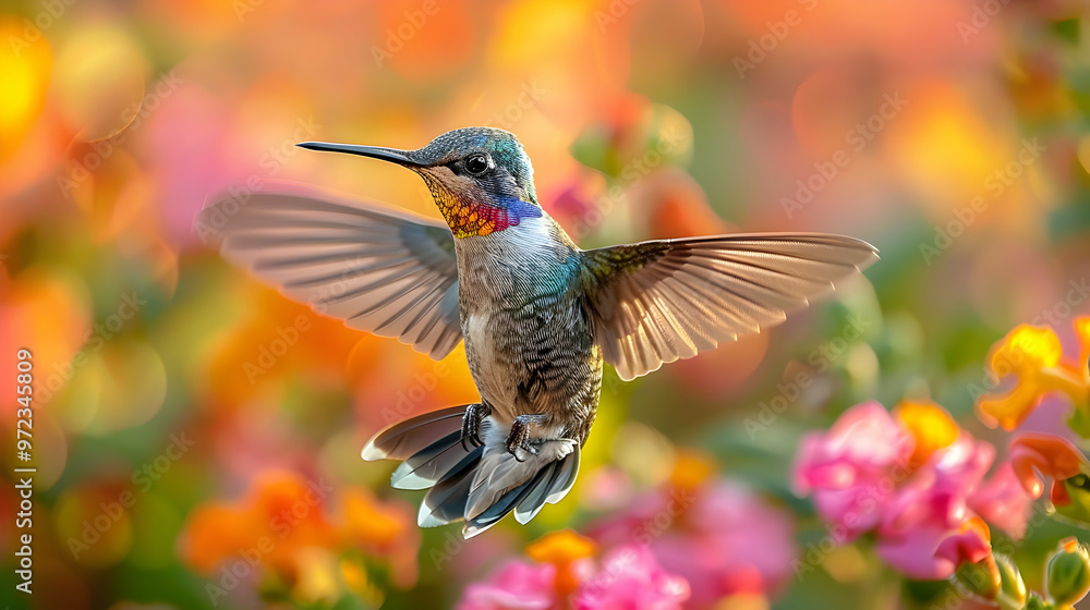 Fototapeta premium Hummingbird In Flight Illustration