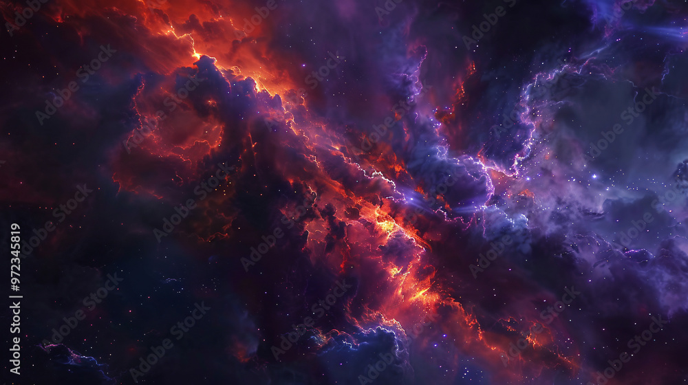 A stunning cosmic scene depicting vibrant nebulas in shades of purple and orange, interspersed with stars, creating a mesmerizing view of the universe, perfect for space and science themes. A stunning cosmic scene depicting vibrant nebulas in shades of purple and orange, interspersed with stars, creating a mesmerizing view of the universe, perfect for space and science themes.
