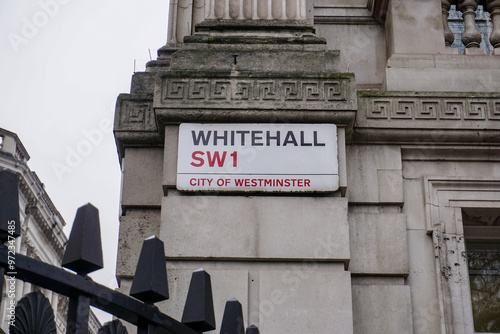 Whitehall SW1 street sign in London UK