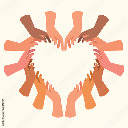 Hands in heart shape,  Hands holding each other strongly, hand in hand with heart shape concept.