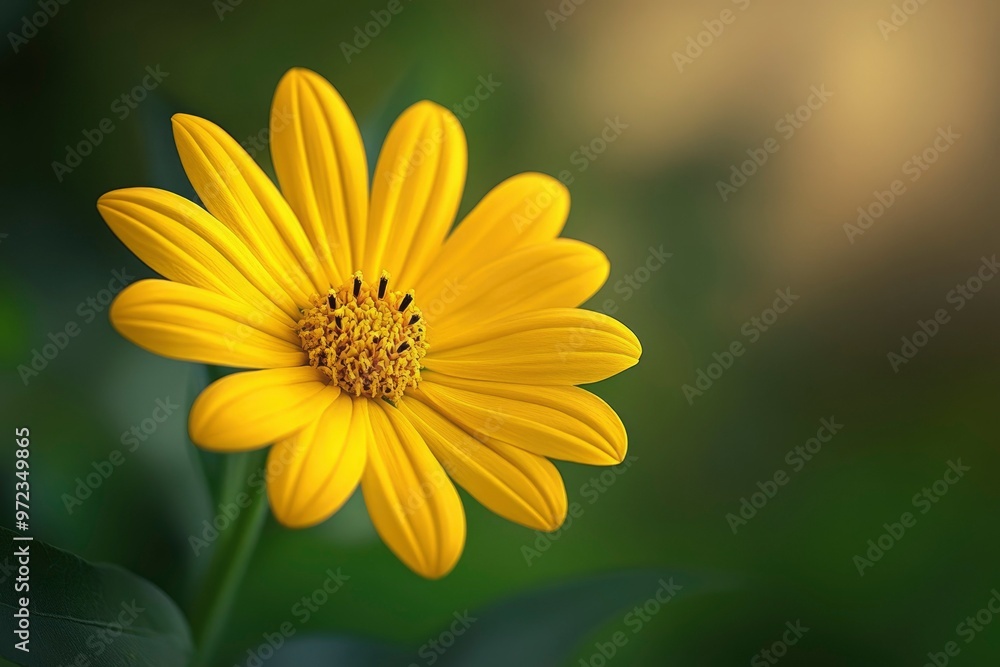 A Single Bright Yellow Flower with a Blurred Background A Single Bright Yellow Flower with a Blurred Background