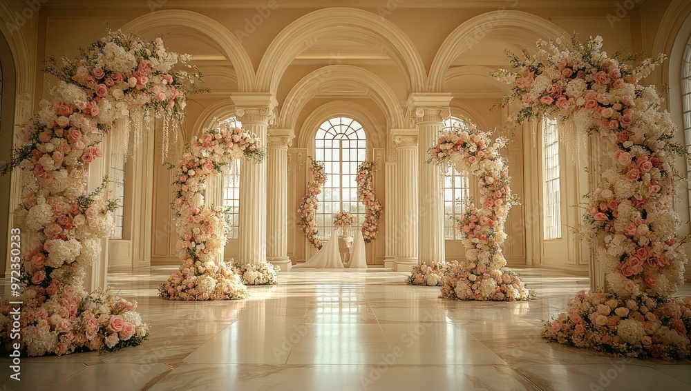 Wedding Ceremony Decorated with Beautiful Flowers Wedding Ceremony Decorated with Beautiful Flowers