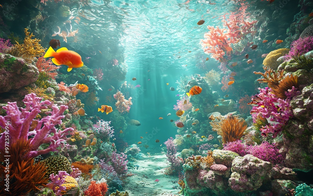 Fototapeta premium A low-angle view of an enchanting underwater world