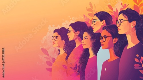 Wallpaper Mural 4. International women's day banner design. Modern banner with artistic illustrations of women in various professions, set against a gradient background with motivational quotes for International Torontodigital.ca