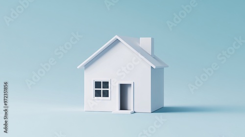 Wallpaper Mural 11. House, 3D. White house, icon, symbol for real estate, sale, rent concepts. A modern banner for the advertisement of country houses. Vector. 3D white house icon with a minimalist design, ideal for Torontodigital.ca