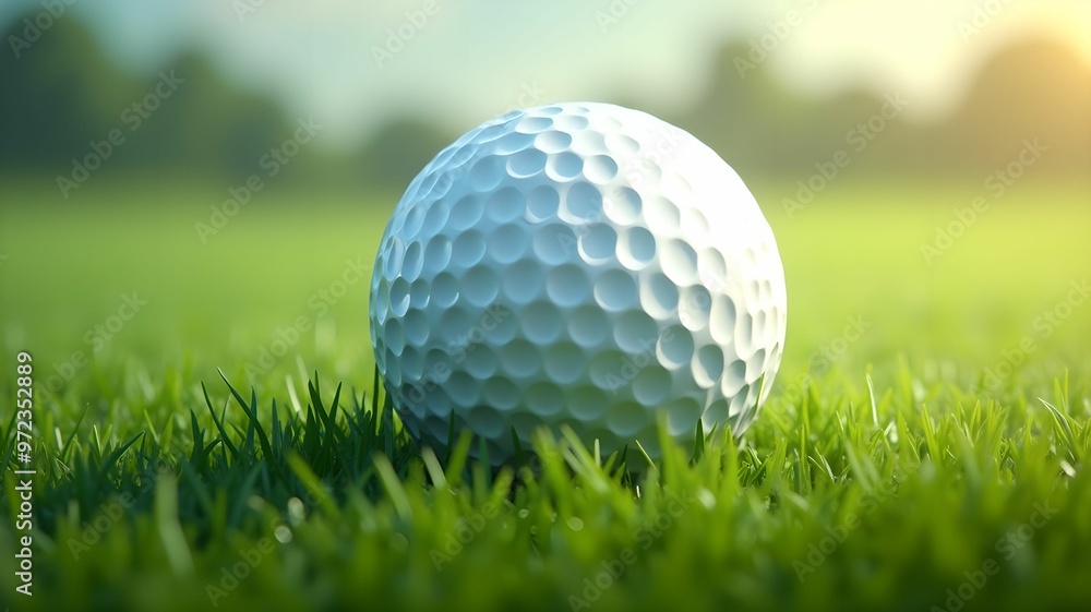 Golf ball on green grass, sport banner Golf ball on green grass, sport banner
