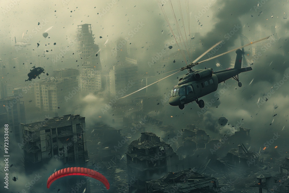Military helicopter and amphibious assault Military helicopter and amphibious assault