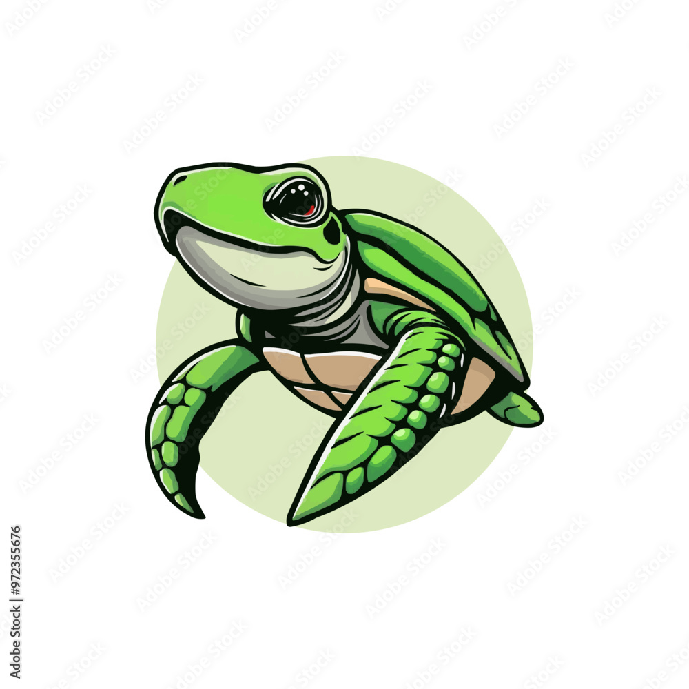 Fototapeta premium Sea turtle cartoon vector isolated on white background. Turtle mascot editable logo design