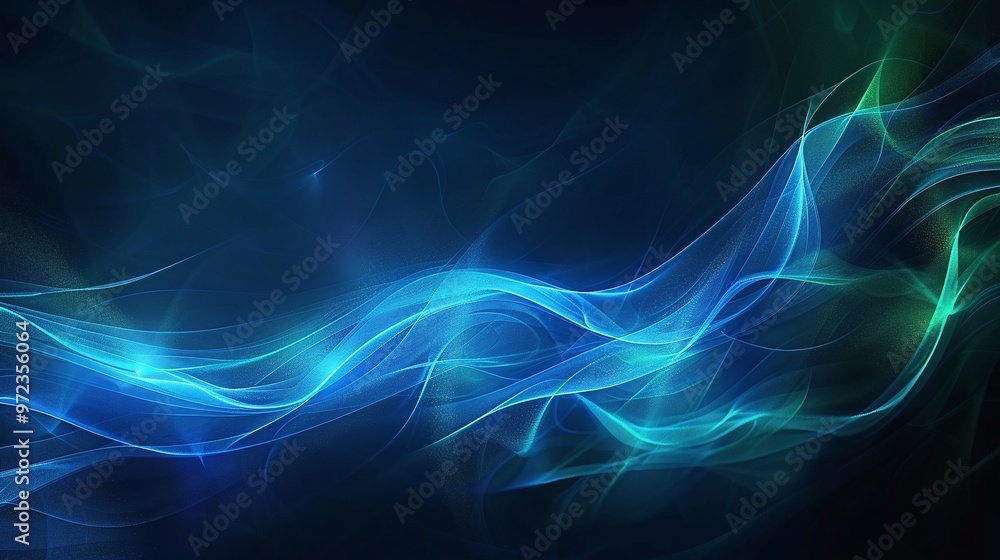 A mesmerizing abstract background with flowing blue and green waves, perfect for artistic and creative projects. Product presentation background. A mesmerizing abstract background with flowing blue and green waves, perfect for artistic and creative projects. Product presentation background.