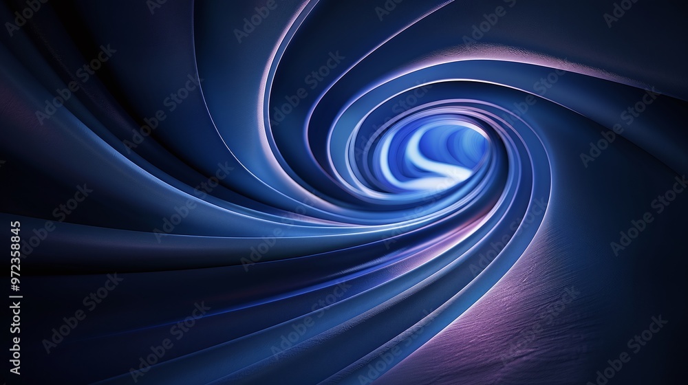 Naklejka premium A mesmerizing abstract swirl of blue and pink lights, creating a sense of depth and motion in a dark background. Product presentation background.