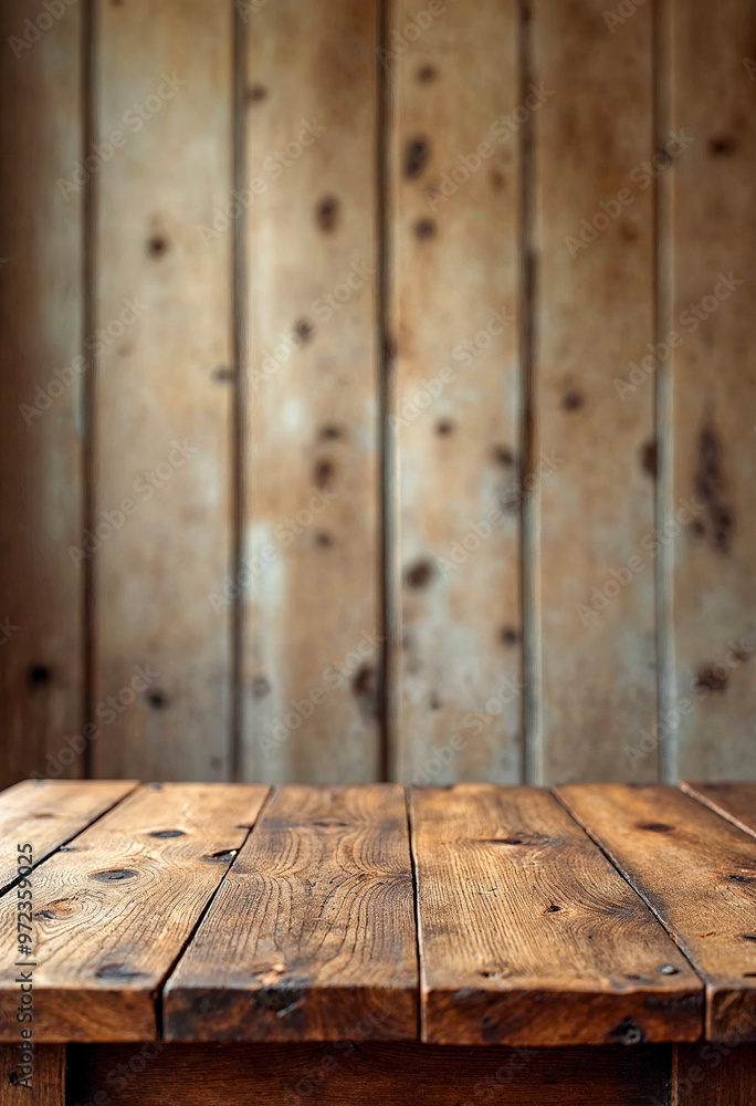 Rustic Wooden Table with Wooden Wall Background Rustic Wooden Table with Wooden Wall Background