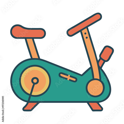 Colorful Exercise Bike Icon, Fitness Equipment, Cardio and Workout Symbol