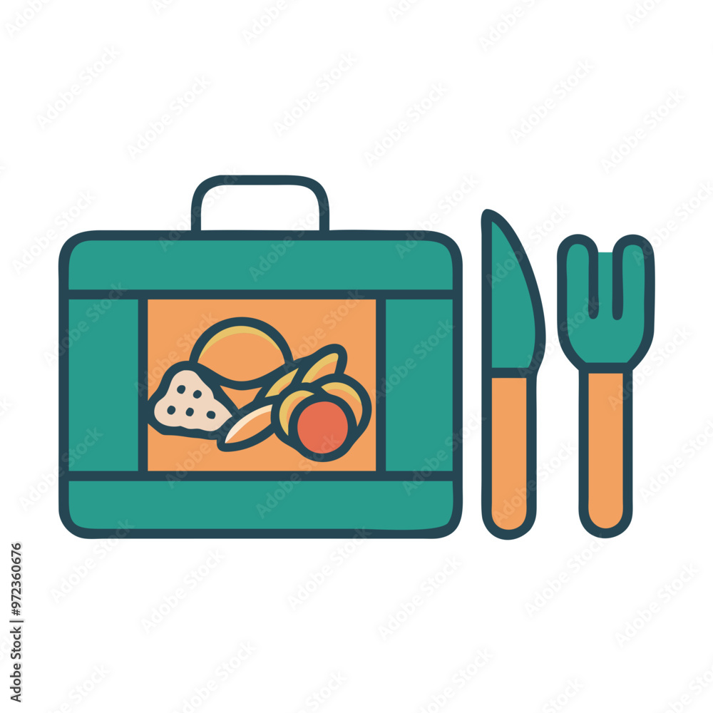 Obraz premium Colorful Meal Prep Icon, Healthy Eating, Nutrition Planning Symbol
