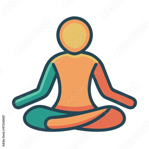 Colorful Meditation Pose Icon, Mindfulness Practice, Relaxation and Wellness Symbol