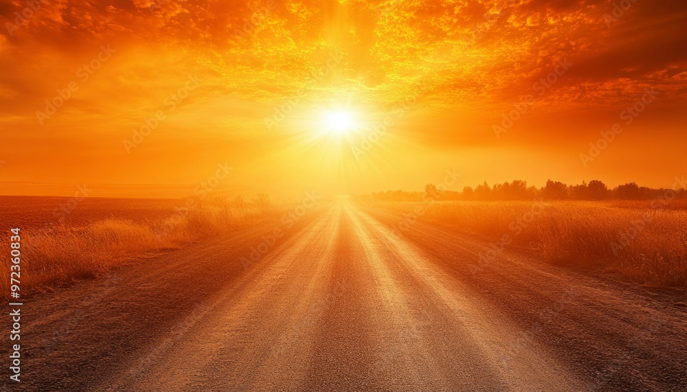A Winding Dirt Road Through a Golden Sunset Landscape A Winding Dirt Road Through a Golden Sunset Landscape