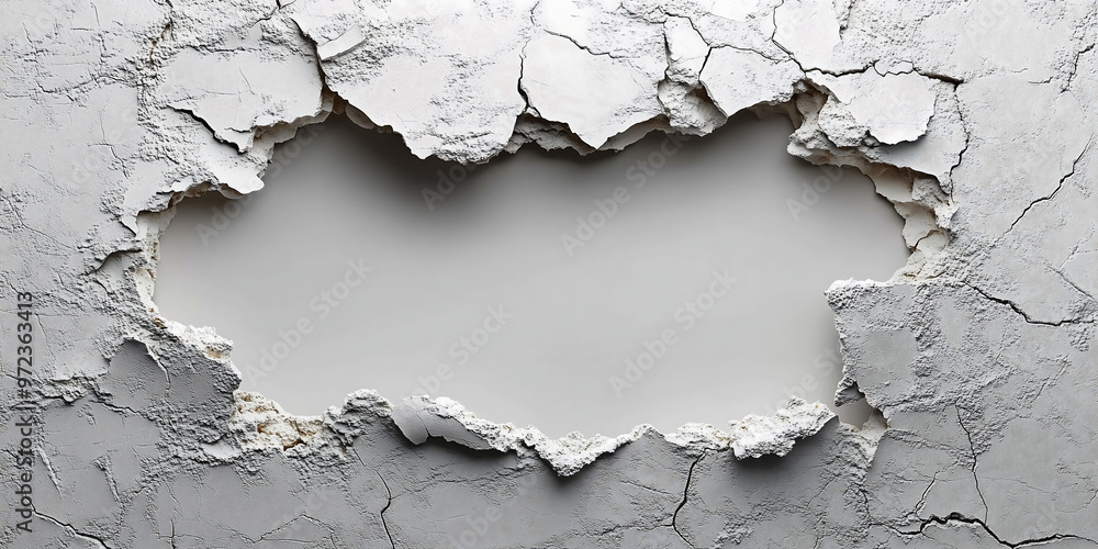 Obraz premium 3d abstract hole on a broken white wall blank space