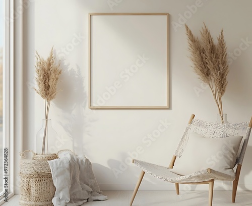 Minimalistic Scandinavian hom with nutral tons and subtl dcor.