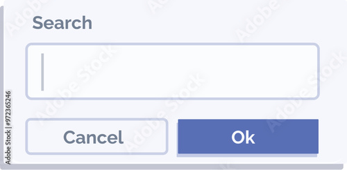 Simple search bar with text input field, showing cancel and ok buttons for user interaction