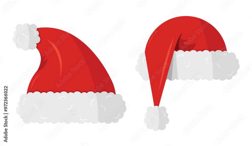 Santa Claus Christmas hats icon. Christmas and New Year clothing item concept. Santa Claus Christmas hats icon. Christmas and New Year clothing item concept.