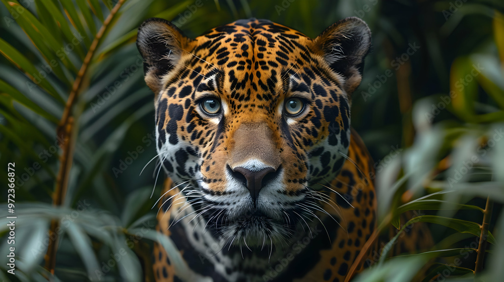 Closeup of a Jaguar's Face in the Jungle Closeup of a Jaguar's Face in the Jungle