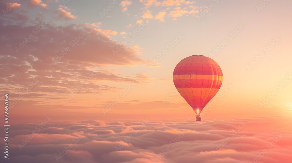 Hot Air Balloon at Sunrise: A vibrant hot air balloon floating gracefully in the sky at sunrise.
Hot Air Balloon at Sunrise: A vibrant hot air balloon floating gracefully in the sky at sunrise.