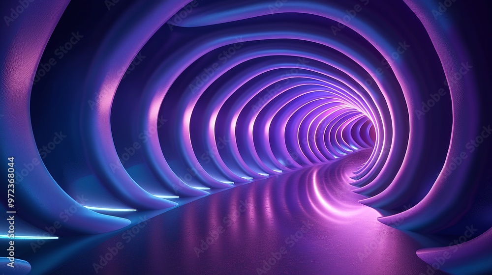 A surreal, glowing tunnel with smooth curves and vibrant purple lighting, creating an immersive visual experience. A surreal, glowing tunnel with smooth curves and vibrant purple lighting, creating an immersive visual experience.