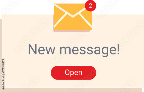Envelope icon with new message notification for incoming inbox message alert on computer or phone