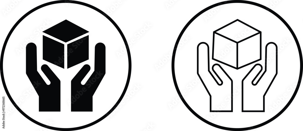 Handing Vector Label Handle with care sign icons set isolated on transparent background ...
