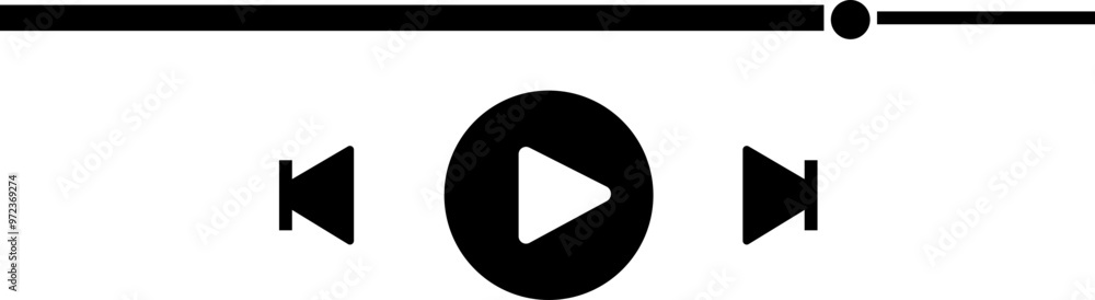 Music or video play bar icon. Audio player for songs or podcast playlist. Player button vector isolated on transparent background. Modern social media button interface template live digital stream. Music or video play bar icon. Audio player for songs or podcast playlist. Player button vector isolated on transparent background. Modern social media button interface template live digital stream.