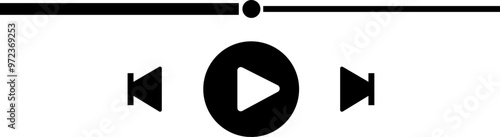 Music or video play bar icon. Audio player for songs or podcast playlist. Player button vector isolated on transparent background. Modern social media button interface template live digital stream.