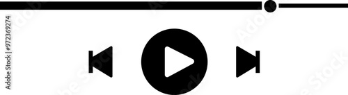 Music or video play bar icon. Audio player for songs or podcast playlist. Player button vector isolated on transparent background. Modern social media button interface template live digital stream.