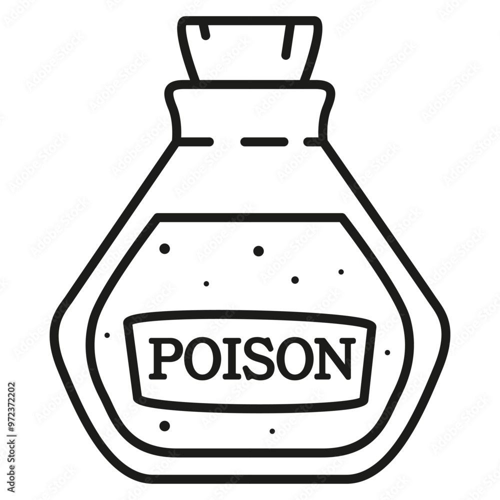Bottle with magic potion.Halloween decoration. Outline vector illustration.Doodle sketch icon. Isolated on white background. Bottle with magic potion.Halloween decoration. Outline vector illustration.Doodle sketch icon. Isolated on white background.