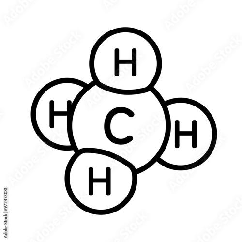Methane molecular model icon. 