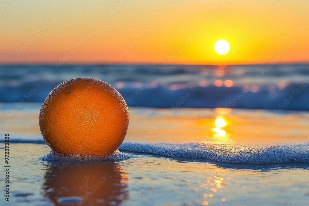 Obraz premium Orange on the Beach at Sunset
